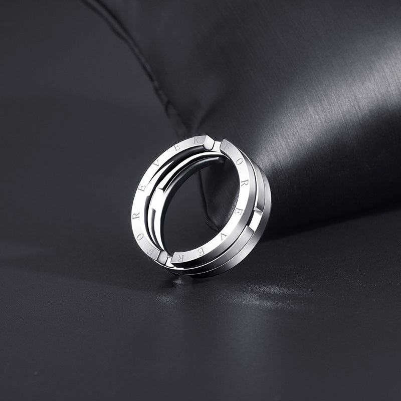 Unisex Stainless Steel Deformation Kissing Fish Ring For Men Women Engraved Forever Statement Rings Chain Jewelry Gift