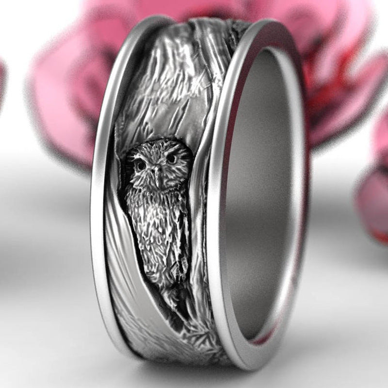 New Electroplated Owl Ring European And American Popular Unisex Hand jewellery