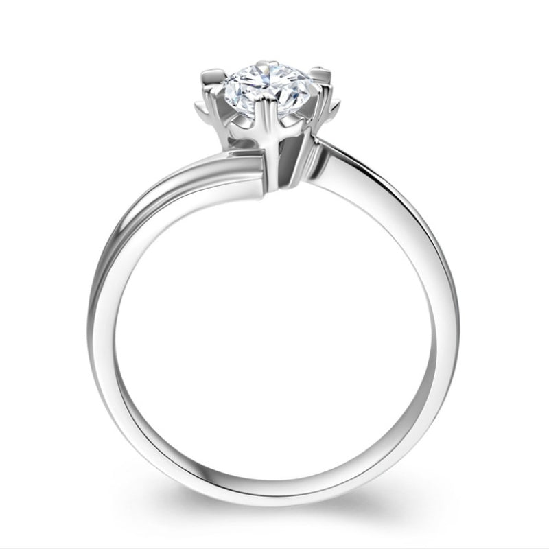Women's gold-plated inlaid zircon simulation diamond ring twist arm cross elegant beautiful snowflake heart carat ring