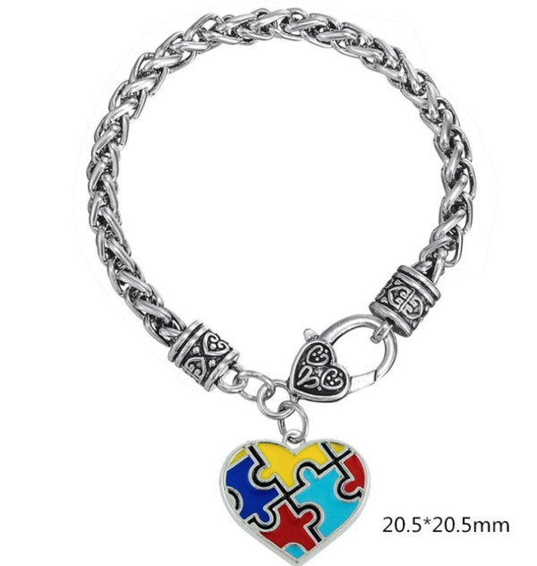 New jewelry cross heart-shaped drip oil unisex beautiful puzzle bracelet