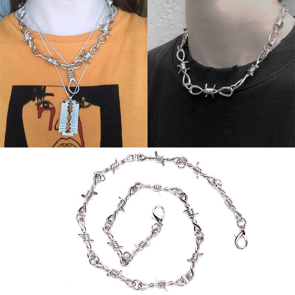 Style Unisex Chain Thorns Harajuku Streetwear Choker Necklace Collar jewellery Accessories