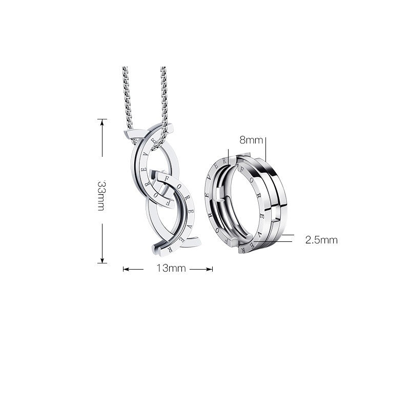 Unisex Stainless Steel Deformation Kissing Fish Ring For Men Women Engraved Forever Statement Rings Chain Jewelry Gift