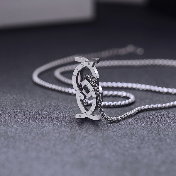 Unisex Stainless Steel Deformation Kissing Fish Ring For Men Women Engraved Forever Statement Rings Chain Jewelry Gift