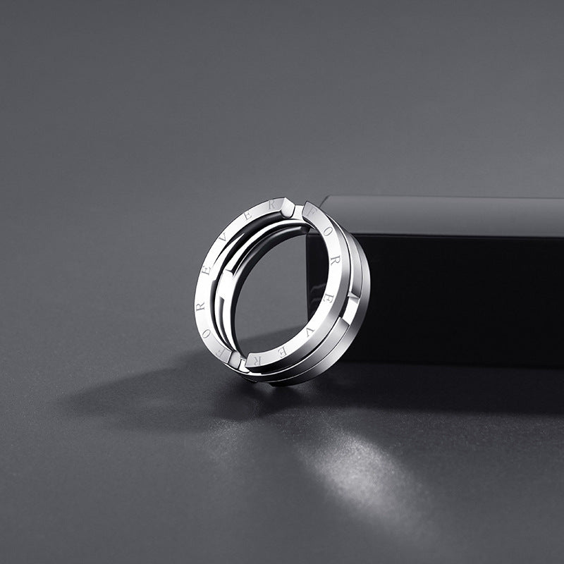 Unisex Stainless Steel Deformation Kissing Fish Ring For Men Women Engraved Forever Statement Rings Chain Jewelry Gift