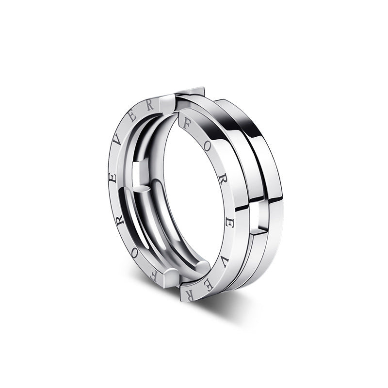 Unisex Stainless Steel Deformation Kissing Fish Ring For Men Women Engraved Forever Statement Rings Chain Jewelry Gift