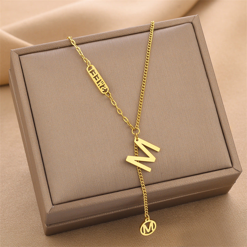 2023 Explosion Models Titanium Steel Necklace Female Does Not Lose Colour Jewellery Fashion Personality White